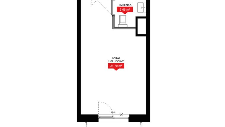 Rzut - Mieszkanie na sprzedaż 1 pokój o powierzchni 25,36 m² - numer A2 184LU w 29L - Apartamenty inwestycyjne