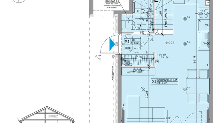 Rzut - Dom na sprzedaż 3 pokoje o powierzchni 68,6 m² - numer 41B w Ogrody Przyjaciół 5 etap IV