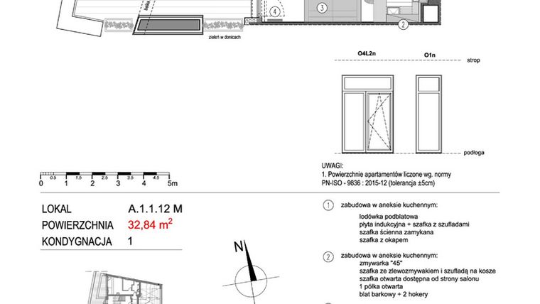 Rzut - Mieszkanie na sprzedaż 1 pokój o powierzchni 33 m² - numer A.1.1.12M w Mikołajki Apartamenty