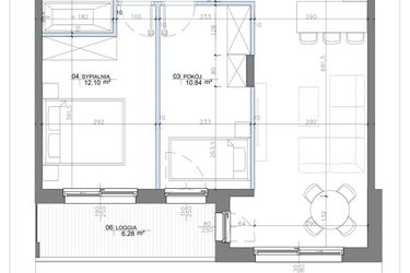 Rzut - Mieszkanie na sprzedaż 2 pokoje o powierzchni 58,95 m² - numer 2.05 w Apartamenty Potulickiego