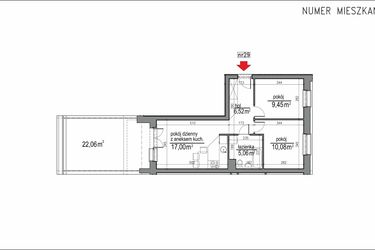 Rzut - Mieszkanie na sprzedaż 3 pokoje o powierzchni 48,11 m² - numer 3m.29 w Osiedle Rytm etap 2