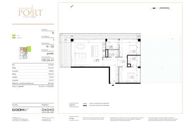 Rzut - Mieszkanie na sprzedaż 3 pokoje o powierzchni 100,26 m² - numer H_3 w Warmiński Port etap V
