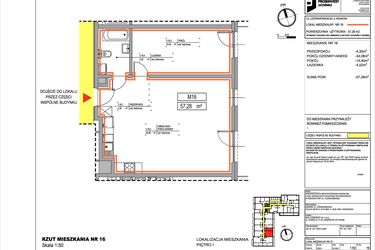 Rzut - Mieszkanie na sprzedaż 2 pokoje o powierzchni 57,28 m² - numer 3.16 w Czerwieńskiego 3