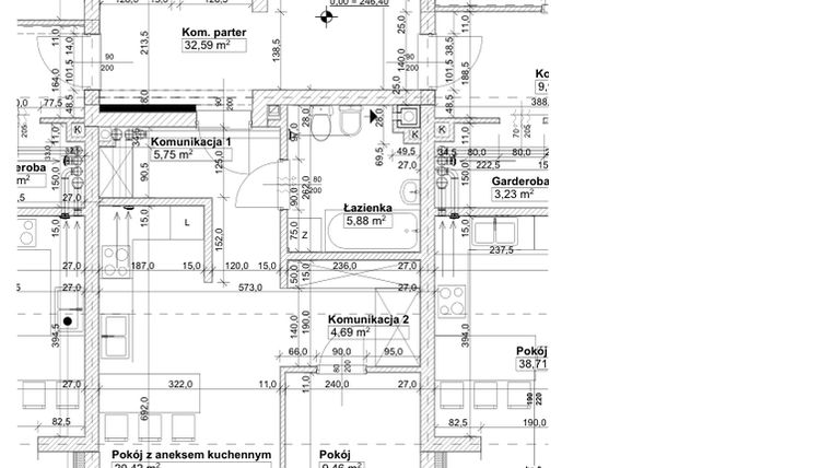 Rzut - Mieszkanie na sprzedaż 2 pokoje o powierzchni 46,2 m² - numer P2 w Osiedle Stara Cegielnia etap VII