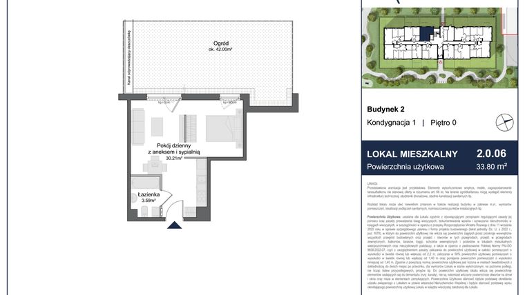 Rzut - Mieszkanie na sprzedaż 1 pokój o powierzchni 33,8 m² - numer 2.0.06 w Rytelska