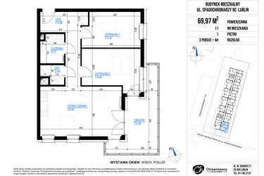 Rzut - Mieszkanie na sprzedaż 3 pokoje o powierzchni 69,97 m² - numer 11 w Vieniava edycja druga