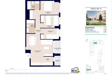 Rzut - Mieszkanie na sprzedaż 3 pokoje o powierzchni 82,28 m² - numer 1-A w Mieszkania w Alicante - 48158915