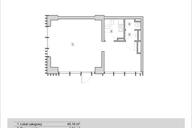 Rzut - Lokal użytkowy na sprzedaż 1 pokój o powierzchni 53,43 m² - numer H1-U-1-1 w Heyki City