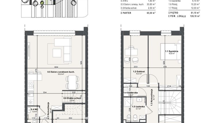 Rzut - Dom na sprzedaż 5 pokoi o powierzchni 126,1 m² - numer 5b w Domy na Przylesiu etap II