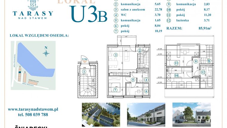 Rzut - Dom na sprzedaż 5 pokoi o powierzchni 85 m² - numer U3B w Tarasy Nad Stawem
