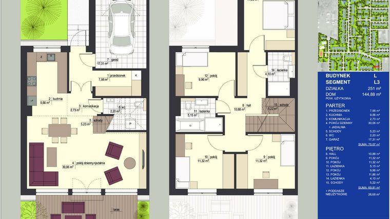 Rzut - Dom na sprzedaż 5 pokoi o powierzchni 144,88 m² - numer L3 w Triton Country 2024