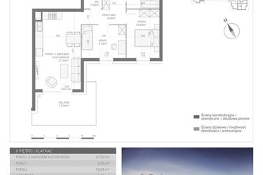 Rzut - Mieszkanie na sprzedaż 3 pokoje o powierzchni 56,88 m² - numer M36 w Apartamenty Przystań bud. F