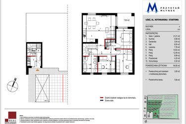 Rzut - Mieszkanie na sprzedaż 4 pokoje o powierzchni 84,85 m² - numer 4.4 w Przystań Młynek