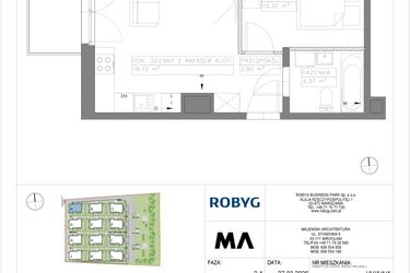 Rzut - Mieszkanie na sprzedaż 2 pokoje o powierzchni 37,31 m² - numer VV/A/1/4 w Villa Viva