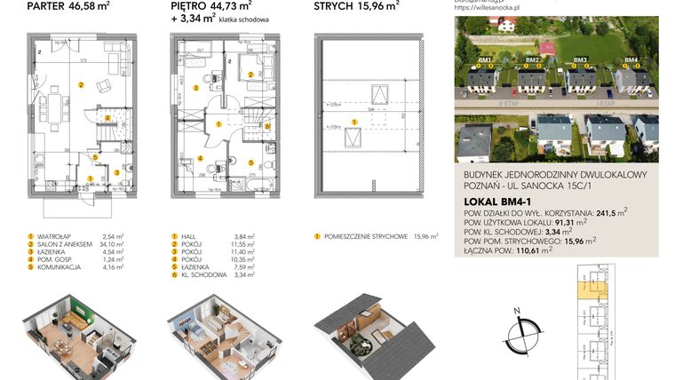 Rzut - Dom na sprzedaż 4 pokoje o powierzchni 110,61 m² - numer BM4_1 w Wille Sanocka