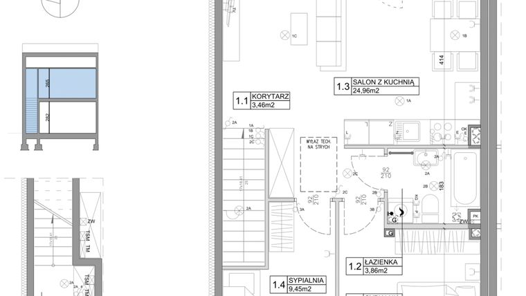 Rzut - Mieszkanie na sprzedaż 3 pokoje o powierzchni 61,95 m² - numer 58 w Boska Ksawerowska IV