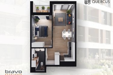 Rzut - Mieszkanie na sprzedaż 2 pokoje o powierzchni 43,14 m² - numer B2.125 w Quercus