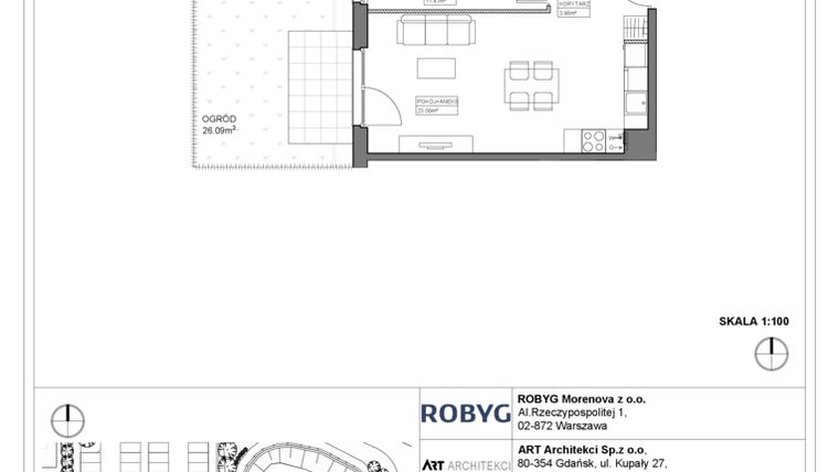Rzut - Mieszkanie na sprzedaż 2 pokoje o powierzchni 42,48 m² - numer 3.14.0M03 w Szumilas bud. 3.11 - 3.15