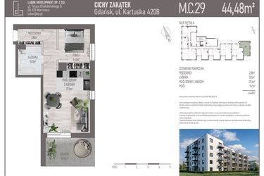 Rzut - Mieszkanie na sprzedaż 2 pokoje o powierzchni 44,48 m² - numer M.C.29 w Cichy Zakątek