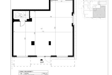 Rzut - Lokal użytkowy na sprzedaż 1 pokój o powierzchni 98,73 m² - numer LU1 w Trybuny Ludów 3