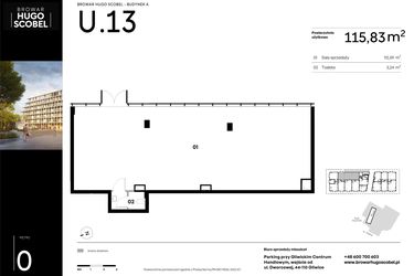 Rzut - Lokal użytkowy na sprzedaż 1 pokój o powierzchni 115,83 m² - numer U.13 w Browar HUGO SCOBEL