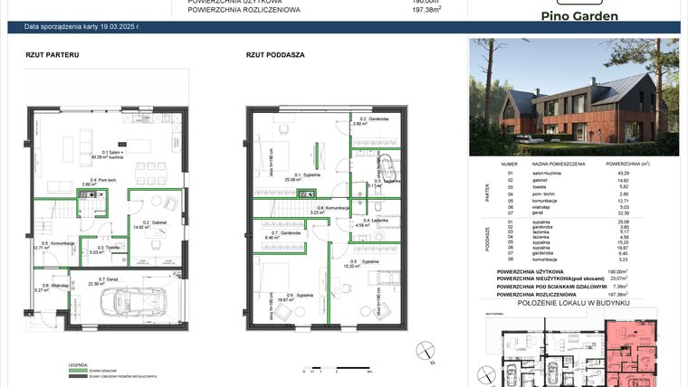 Rzut - Dom na sprzedaż 5 pokoi o powierzchni 190 m² - numer M-3 w Pino Garden 2
