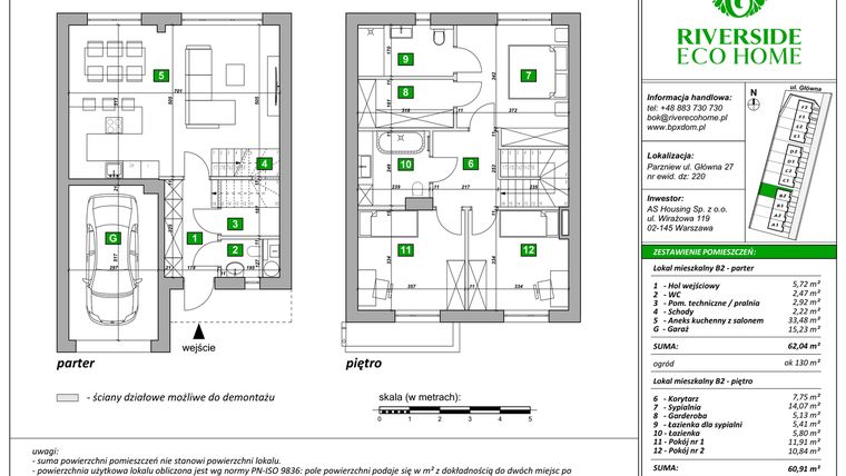 Rzut - Dom na sprzedaż 4 pokoje o powierzchni 123 m² - numer B2 w Riverside Eco Home