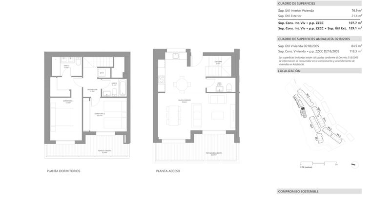 Rzut - Mieszkanie na sprzedaż 2 pokoje o powierzchni 76 m² - numer B7 w Oceana Gardens II