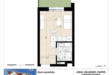 Rzut - Mieszkanie na sprzedaż 1 pokój o powierzchni 19,73 m² - numer B4/0/1 w MONTANO lokale inwestycyjne
