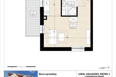 Rzut - Mieszkanie na sprzedaż 1 pokój o powierzchni 27,87 m² - numer B4/1/18 w MONTANO lokale inwestycyjne