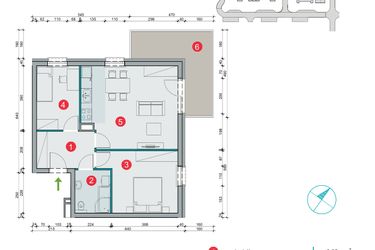 Rzut - Mieszkanie na sprzedaż 2 pokoje o powierzchni 57,55 m² - numer 7.2 w Osiedle Uniwersyteckie etap III