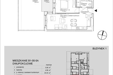 Rzut - Mieszkanie na sprzedaż 2 pokoje o powierzchni 42,34 m² - numer B1-00-5A w Francuska Park IX