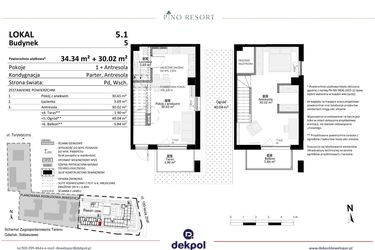 Rzut - Mieszkanie na sprzedaż 2 pokoje o powierzchni 64,36 m² - numer 5.01 w Pino Resort