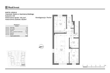 Rzut - Mieszkanie na sprzedaż 3 pokoje o powierzchni 58,05 m² - numer 8A w Bojano, ul. Kazimierza Wielkiego