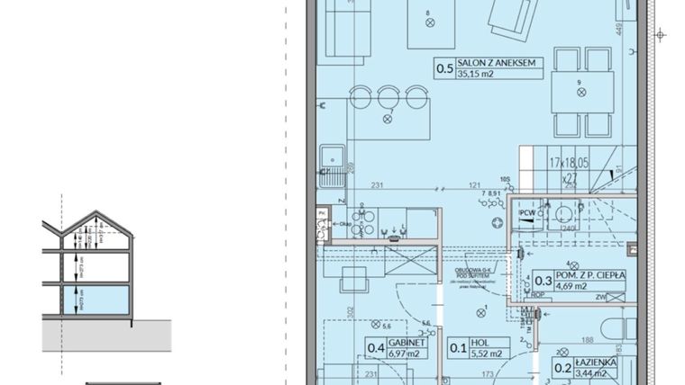 Rzut - Dom na sprzedaż 6 pokoi o powierzchni 149,53 m² - numer 7B w Wille przy Lesie