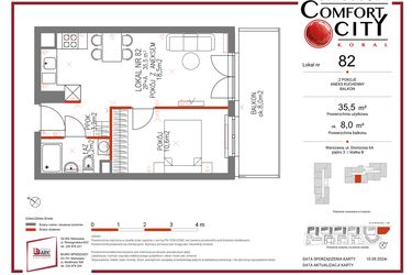 Rzut - Mieszkanie na sprzedaż 2 pokoje o powierzchni 35 m² - numer 82 w Comfort City Koral