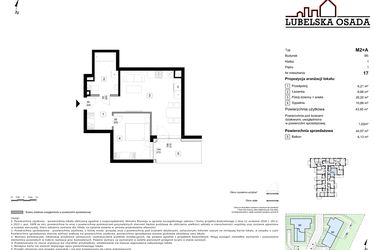 Rzut - Mieszkanie na sprzedaż 2 pokoje o powierzchni 44,97 m² - numer B5.17 w Lubelska Osada budynek B5