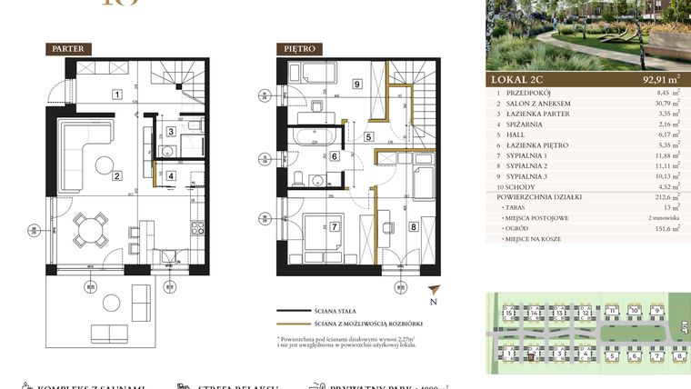 Rzut - Dom na sprzedaż 4 pokoje o powierzchni 92,91 m² - numer 2C w Lawinowa 18