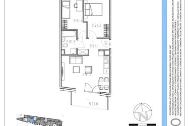 Rzut - Mieszkanie na sprzedaż 3 pokoje o powierzchni 50,04 m² - numer M91 w Osiedle Piltza etap X
