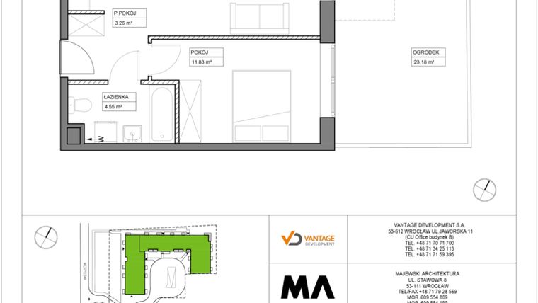 Rzut - Mieszkanie na sprzedaż 2 pokoje o powierzchni 41,11 m² - numer PT/C/0/3 w Przystanek Tarnogaj