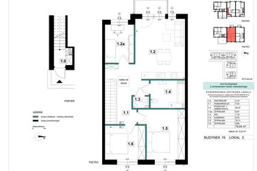 Rzut - Mieszkanie na sprzedaż 4 pokoje o powierzchni 75,64 m² - numer 19-2 w Błonie Bosco