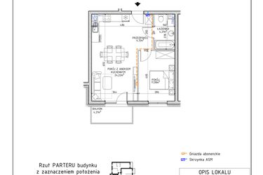 Rzut - Mieszkanie na sprzedaż 2 pokoje o powierzchni 43,93 m² - numer 39 w Osiedle OdNowa K5