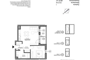 Rzut - Mieszkanie na sprzedaż 2 pokoje o powierzchni 48,51 m² - numer D.2.5.4 w Rumia Centralna