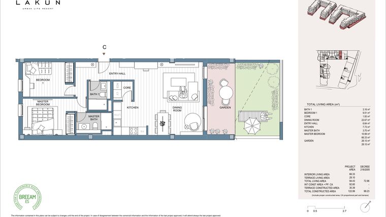 Rzut - Mieszkanie na sprzedaż 2 pokoje o powierzchni 76,9 m² - numer LK40C w Lakun