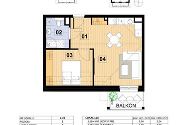 Rzut - Mieszkanie na sprzedaż 2 pokoje o powierzchni 42,55 m² - numer L28 w Green Park Resort III