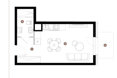 Rzut - Mieszkanie na sprzedaż 1 pokój o powierzchni 30,17 m² - numer C2.00.02 w Apartamenty Reytana