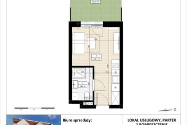 Rzut - Mieszkanie na sprzedaż 1 pokój o powierzchni 19,75 m² - numer B4/0/13 w MONTANO lokale inwestycyjne