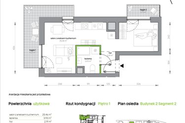 Rzut - Mieszkanie na sprzedaż 1 pokój o powierzchni 31,58 m² - numer 2.1.M09 w Morska Vita