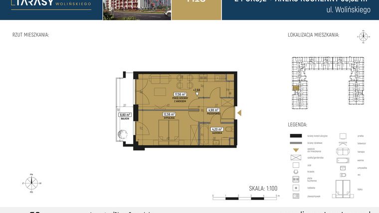 Rzut - Mieszkanie na sprzedaż 2 pokoje o powierzchni 39,32 m² - numer M10 w Diamentowe Tarasy