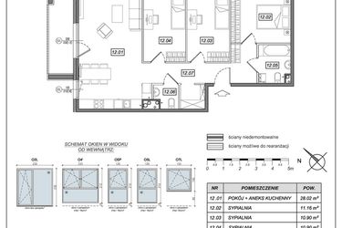 Rzut - Mieszkanie na sprzedaż 4 pokoje o powierzchni 80,3 m² - numer 8.A.12 w Urzeka bud. 8